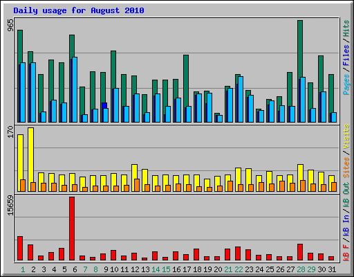 Daily usage for August 2010