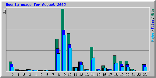 Hourly usage for August 2005